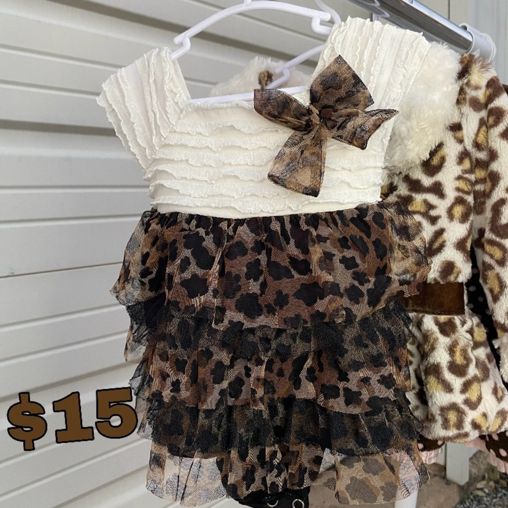 Leopard Print Baby Dress-Onesie (6-9m)